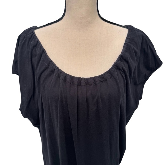 ORGANIC BY JOHN PATRICK BLACK COTTON ON OR OFF THE SHOULDER TUNIC DRESS - Picture 2 of 13